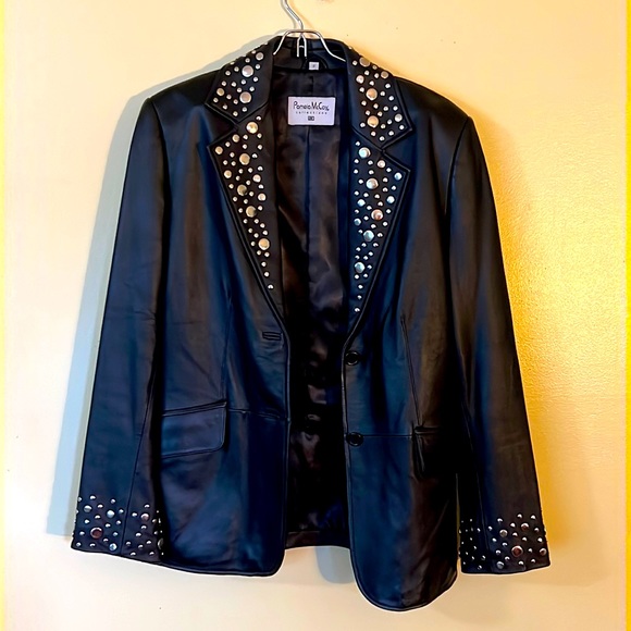 Pamela McCoy Black Studded exquisite leather jacket - Picture 1 of 13